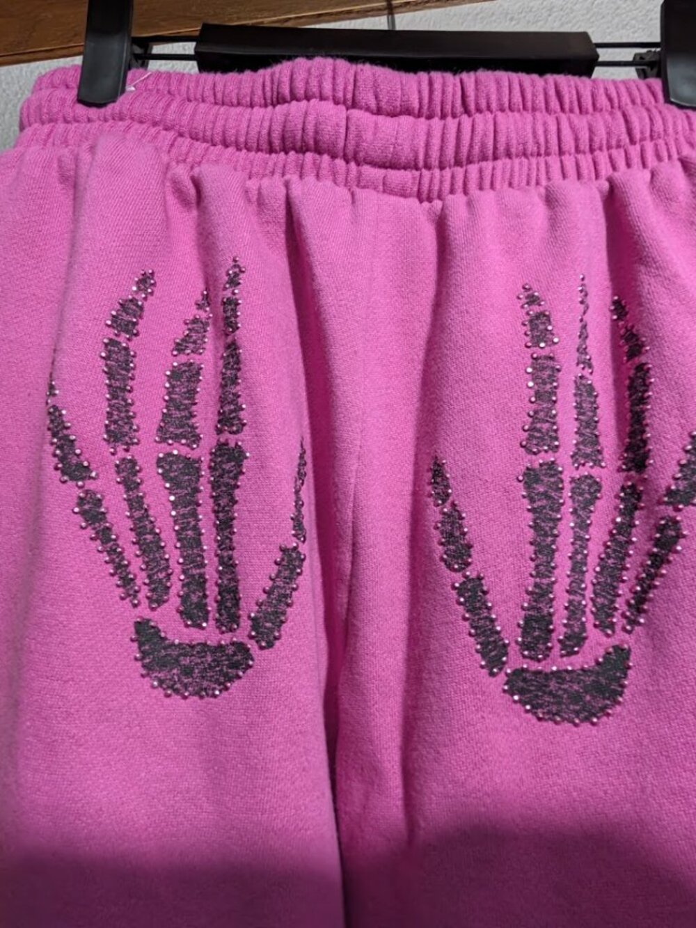PINK Victoria's Secret Pink Skeleton Hand Wide Leg Sweatpants Medium, Preowned